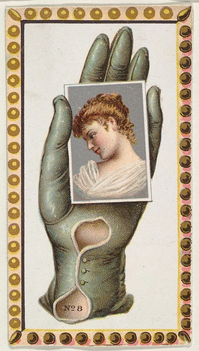 Card Number 8, cut-out from banner advertising the Opera Gloves series (G29) for Allen & Ginter Cigarettes — Allen & Ginter|American Tobacco Company
