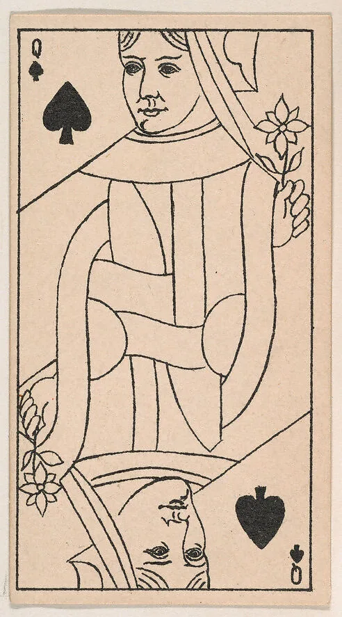 Queen of Spades, from the Transparent Playing Cards series (N220) issued by Kinney Bros. — Kinney Brothers Tobacco Company