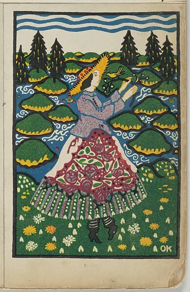 Girl with Bird — Oskar Kokoschka|Wiener Werkstätte