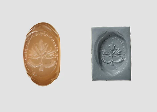 Ellipsoid stamp seal: tulips