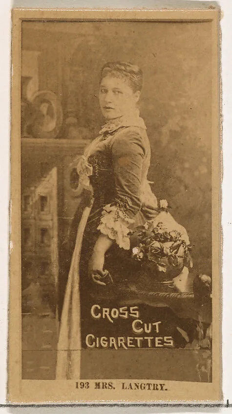 Card Number 193, Mrs. Langtry, from the Actors and Actresses series (N145-2) issued by Duke Sons & Co. to promote Cross Cut Cigarettes — W. Duke, Sons & Co.
