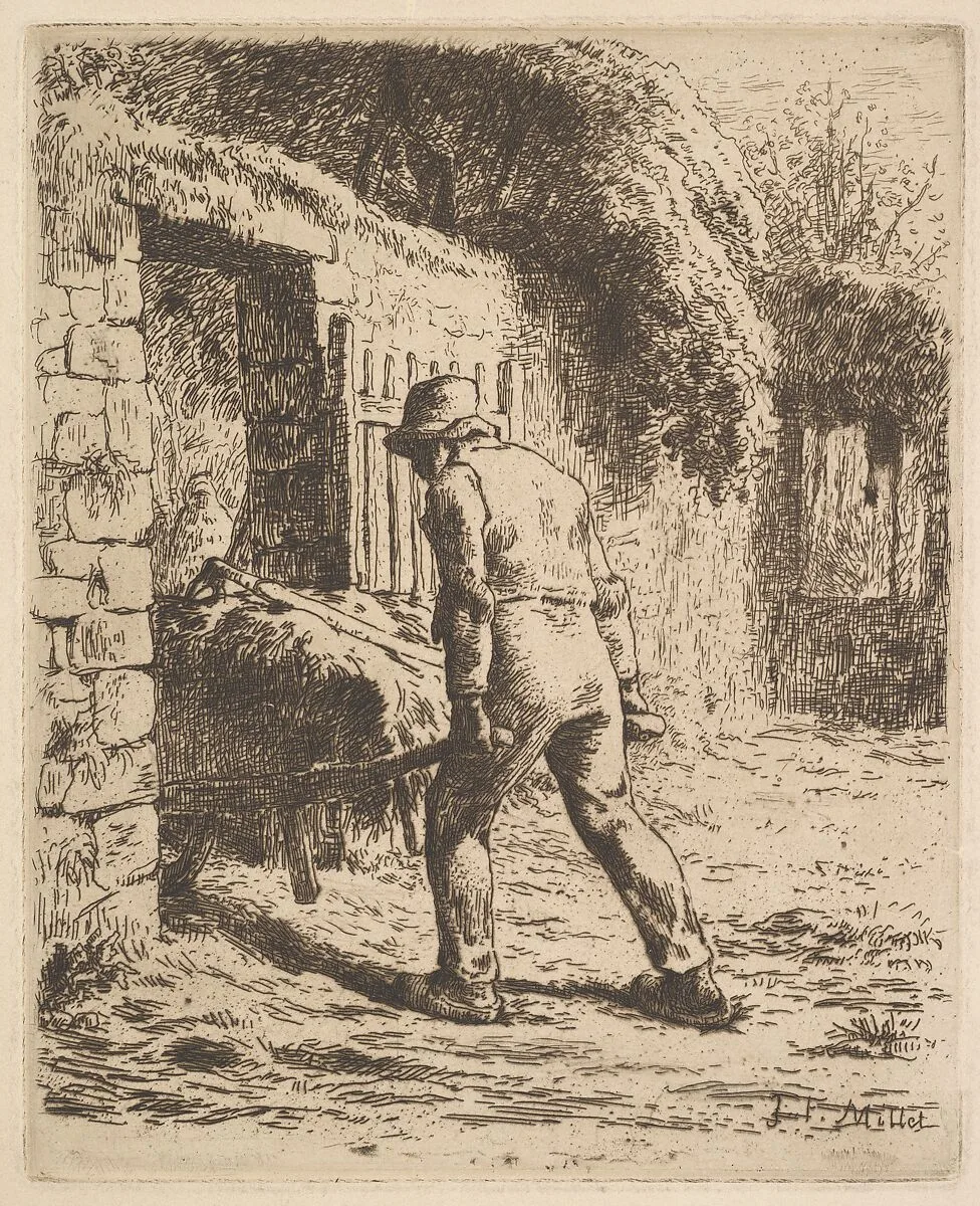 Peasant Pushing A Wheelbarrow — Jean-François Millet