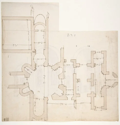 S. Giovanni Laterano, Centocelle, plan (recto) S. Giovanni Laterano, Centocelle, section (verso)