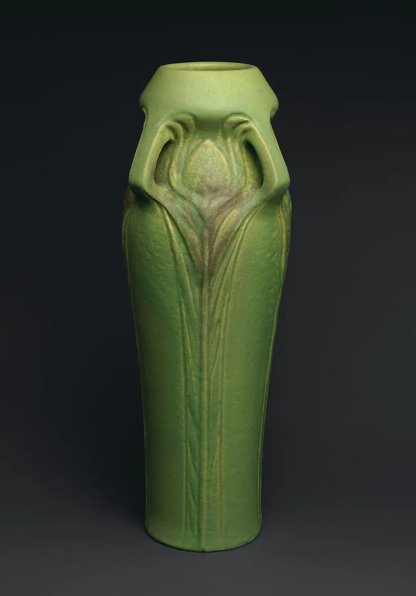 Vase with peacock feathers — Van Briggle Pottery Company|Artus Van Briggle