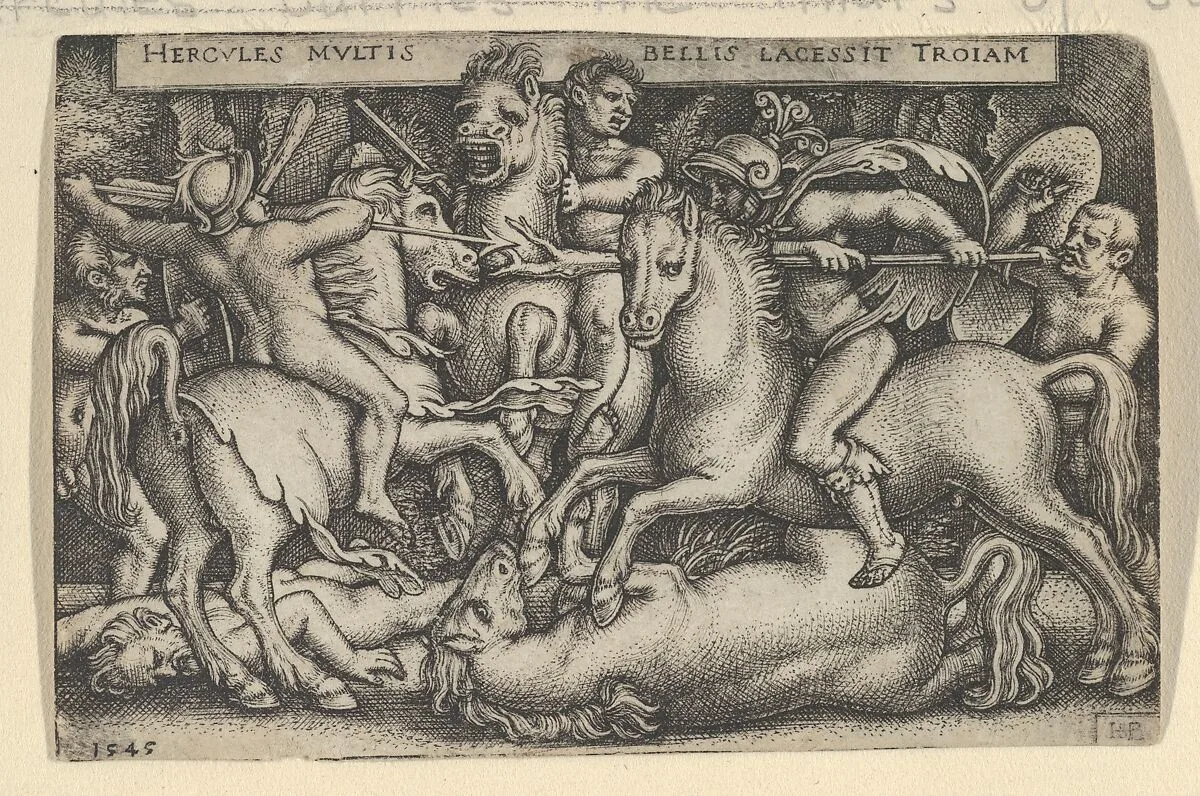 Hercules Fighting Against the Trojans from The Labors of Hercules — Sebald Beham