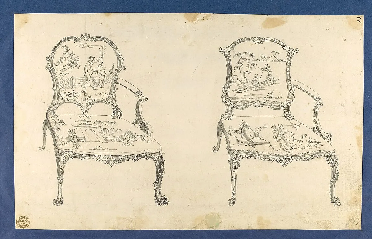 Two French Chairs, in Chippendale Drawings, Vol. I — Thomas Chippendale