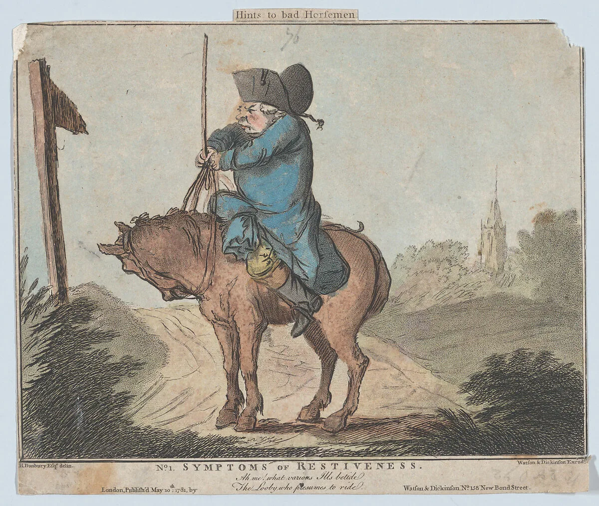 Hints to Bad Horsemen, No. 1: Symptoms of Restiveness — William Dickinson|Henry William Bunbury|Thomas Watson