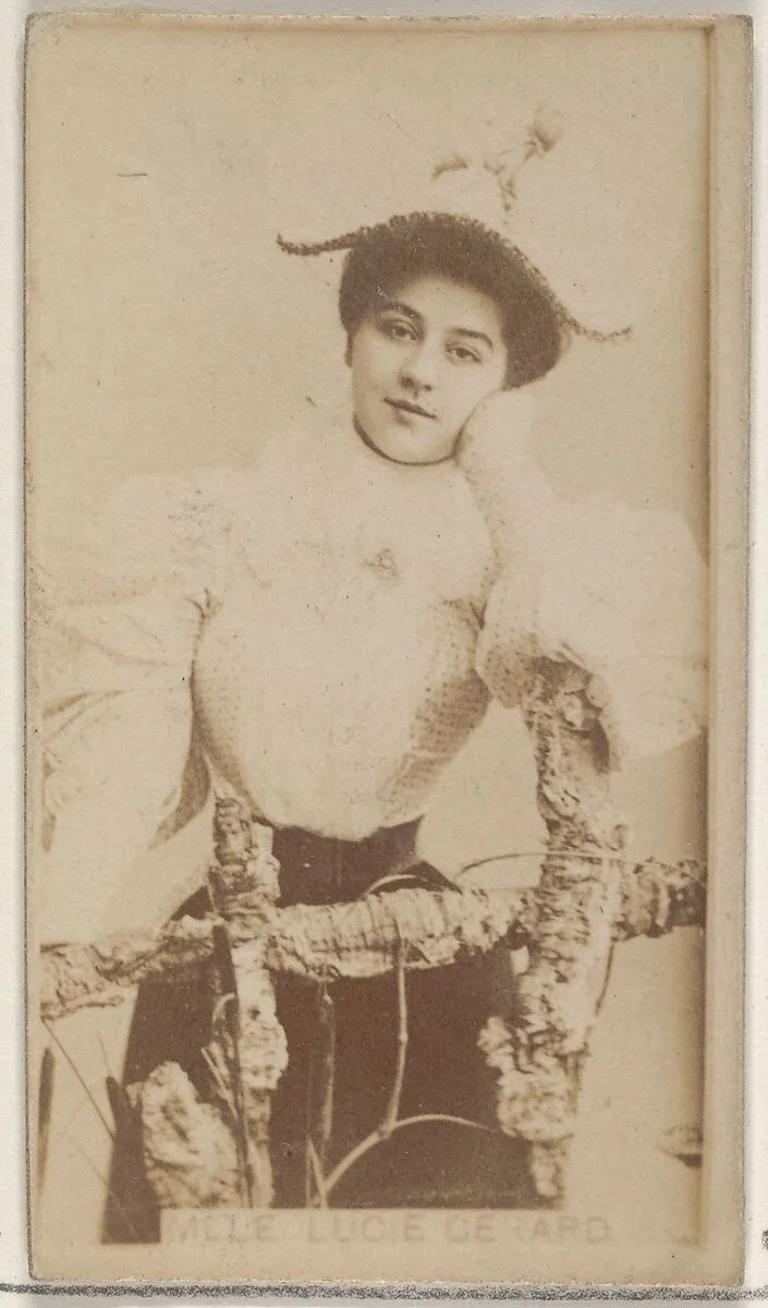 Mlle. Lucie Gerard, from the Actors and Actresses series (N45, Type 8) for Virginia Brights Cigarettes — Allen & Ginter
