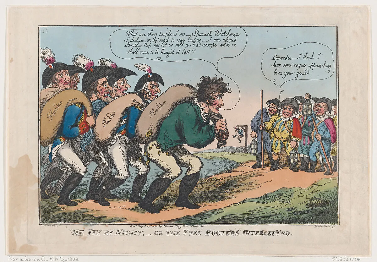 We Fly By Night, Or The Free Booters Intercepted — George Murgatroyd Woodward|Thomas Tegg|Thomas Rowlandson