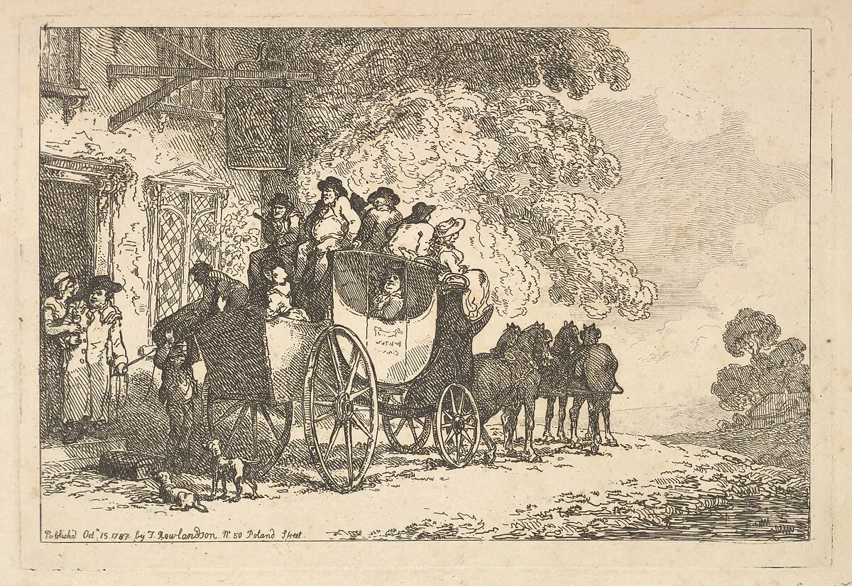 A Laden Stage Coach Outside a Post House — Thomas Rowlandson
