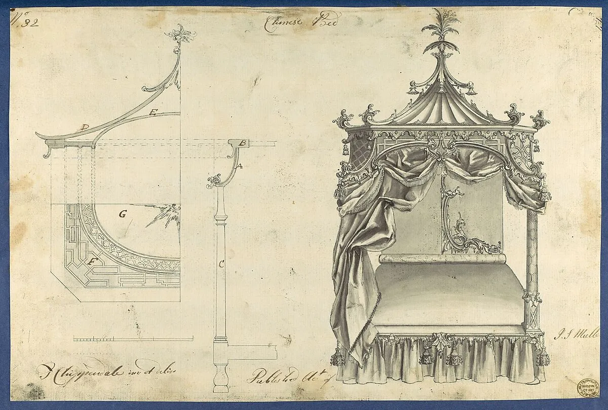 Chinese Bed, in Chippendale Drawings, Vol. I — Thomas Chippendale