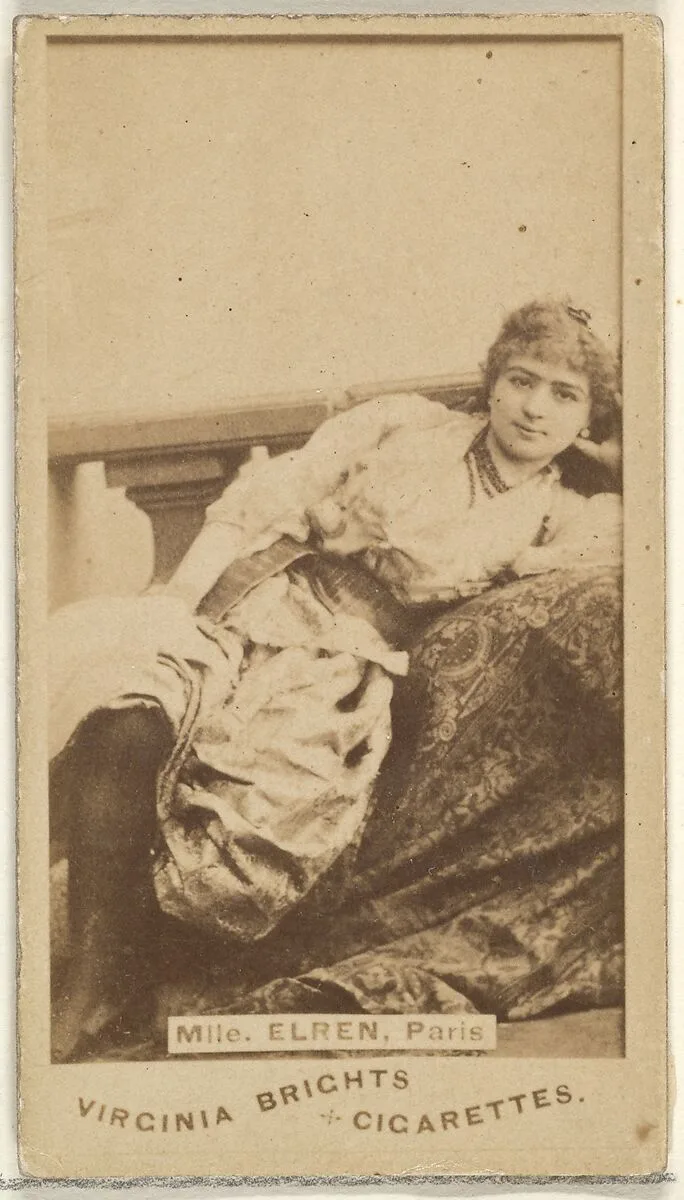 Mlle. Elren, Paris, from the Actors and Actresses series (N45, Type 1) for Virginia Brights Cigarettes — Allen & Ginter
