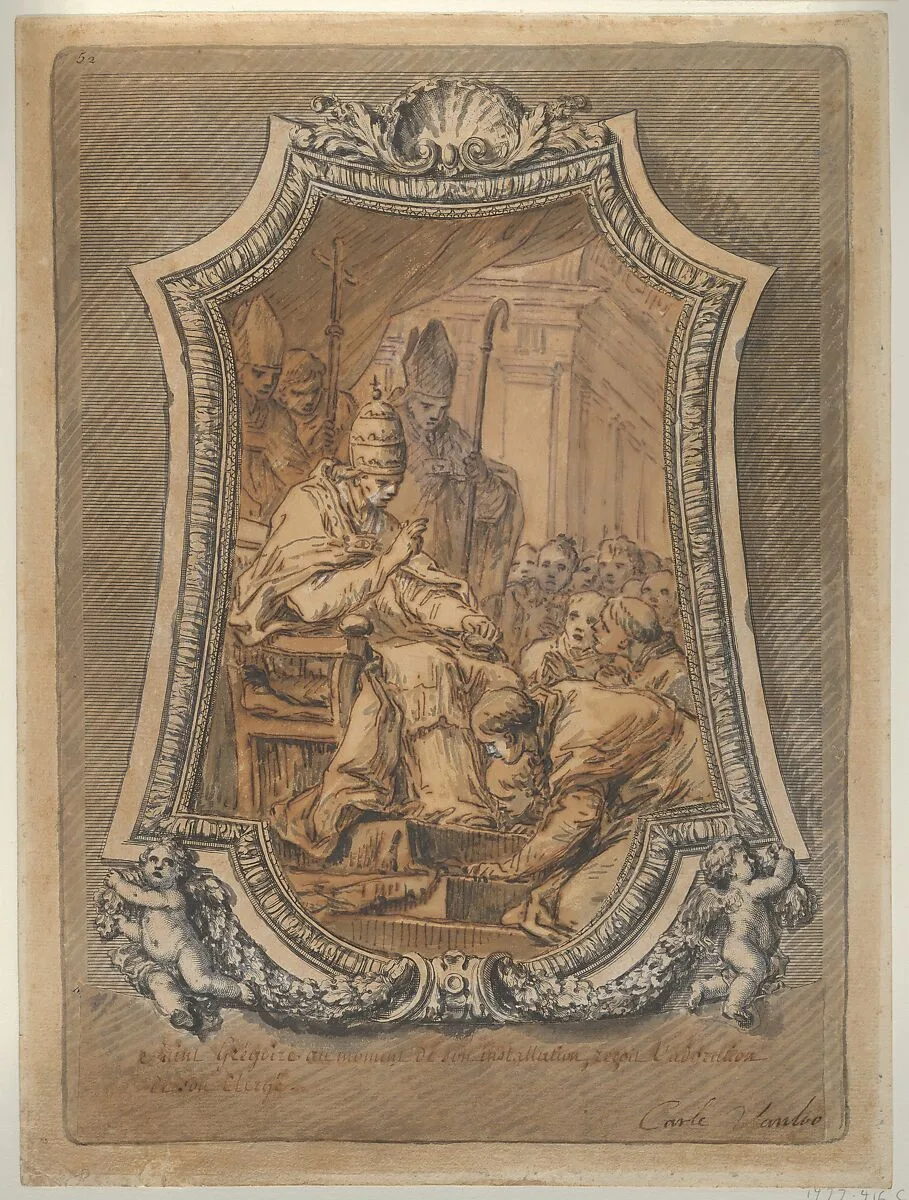 The Clergy of Rome Paying Homage to St. Gregory after His Investiture — Carle (Charles André) Vanloo