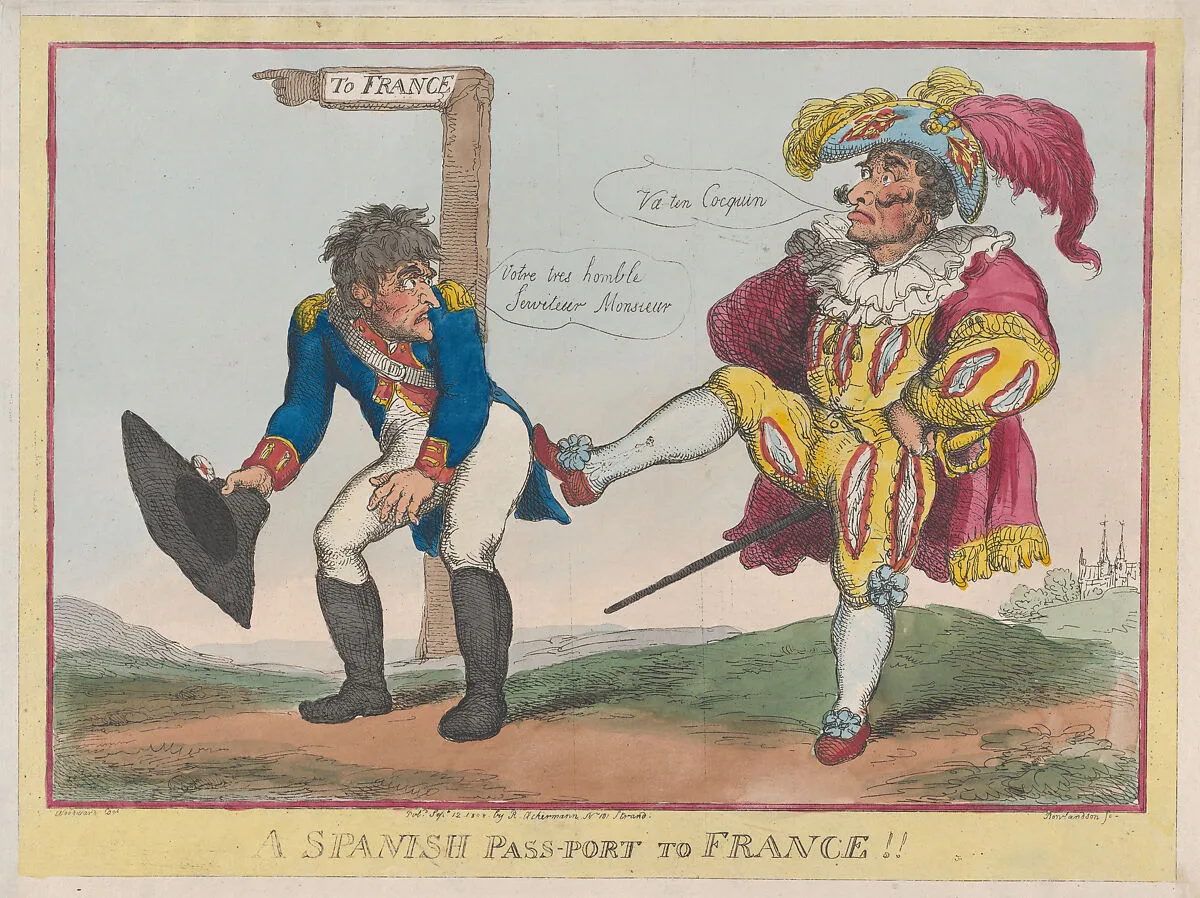 A Spanish Pass-Port to France!! — Rudolph Ackermann, London|George Murgatroyd Woodward|Thomas Rowlandson|Joseph Bonaparte