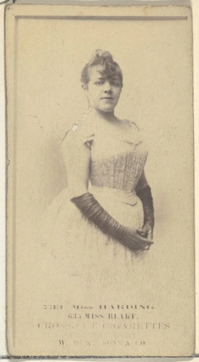 Miss Harding, from the Actors and Actresses series (N145-3) issued by Duke Sons & Co. to promote Cross Cut Cigarettes — W. Duke, Sons & Co.