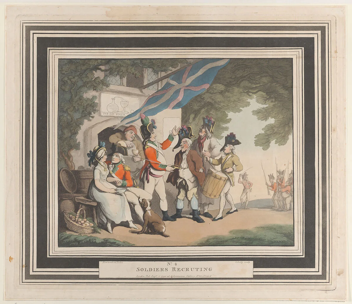 No. 4: Soldiers Recruiting — Heinrich Joseph Schütz|Rudolph Ackermann, London|Thomas Rowlandson