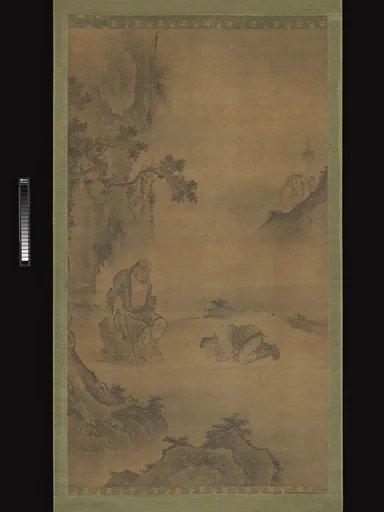 明 佚名 問道李鐵拐圖 軸|Daoist immortal Li Tieguai receiving a visitor