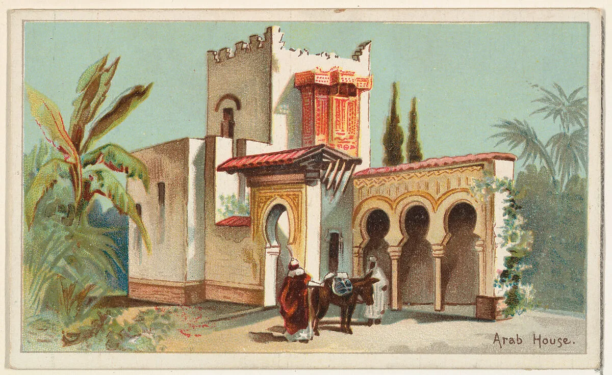 Arab House, from the Habitations of Man series (N113) issued by W. Duke, Sons & Co. to promote Honest Long Cut Smoking and Chewing Tobacco — The Giles Company|American Tobacco Company|W. Duke, Sons & Co.