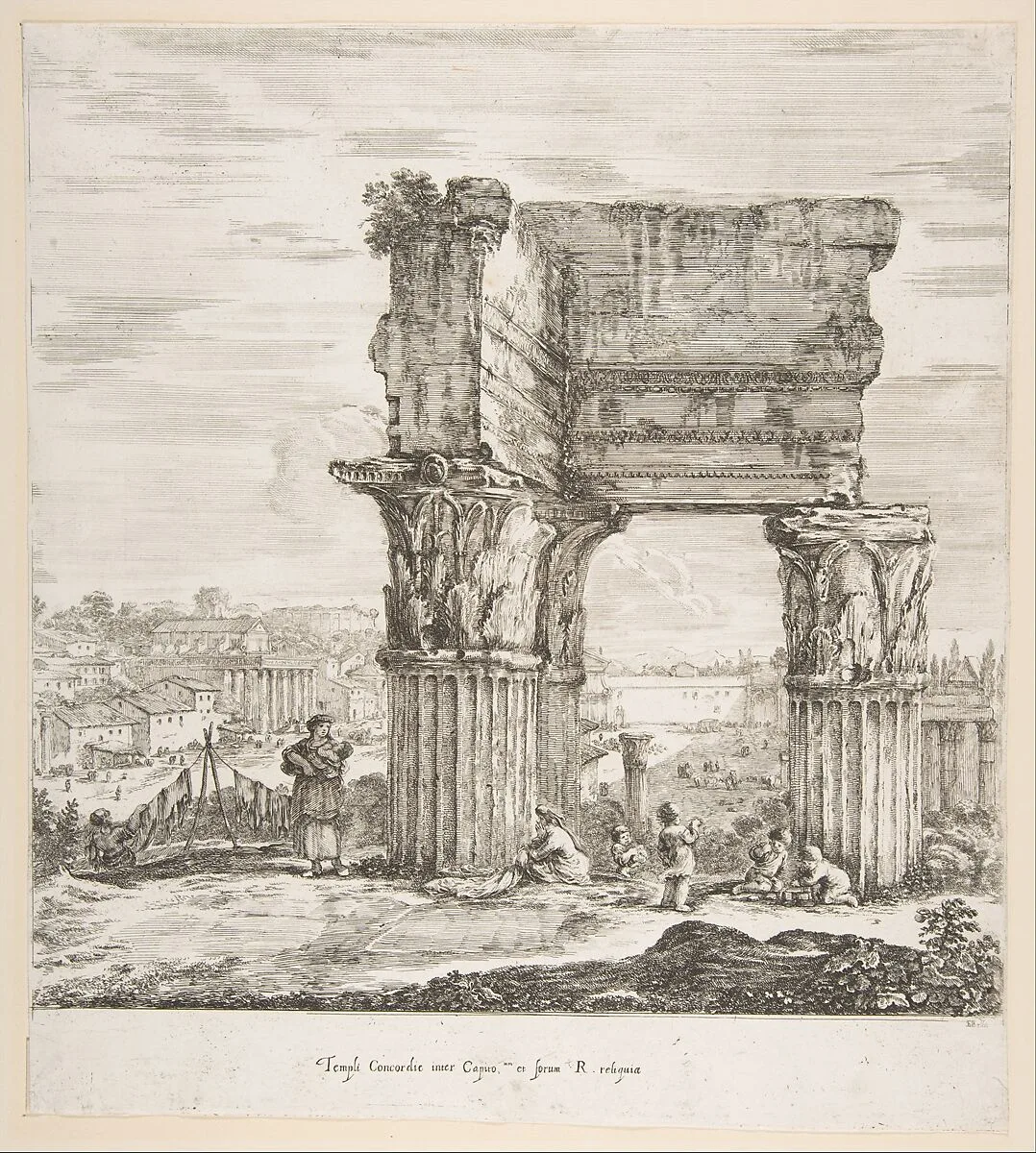 The Temple of Vespasian and the Roman Forum, from "Six large views, four of Rome, and two of the Roman countryside" (Six grandes vues, dont quatre de Rome et deux de la Campagne romaine) — Stefano della Bella