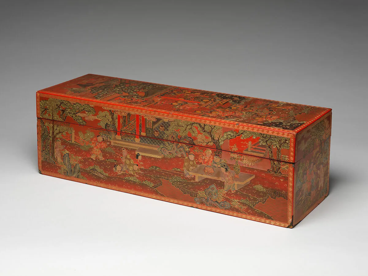 清 紅漆戧金嬰戯圖蓋盒|Box with boys at play — Unknown