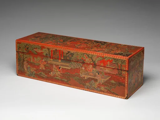 清 紅漆戧金嬰戯圖蓋盒|Box with boys at play