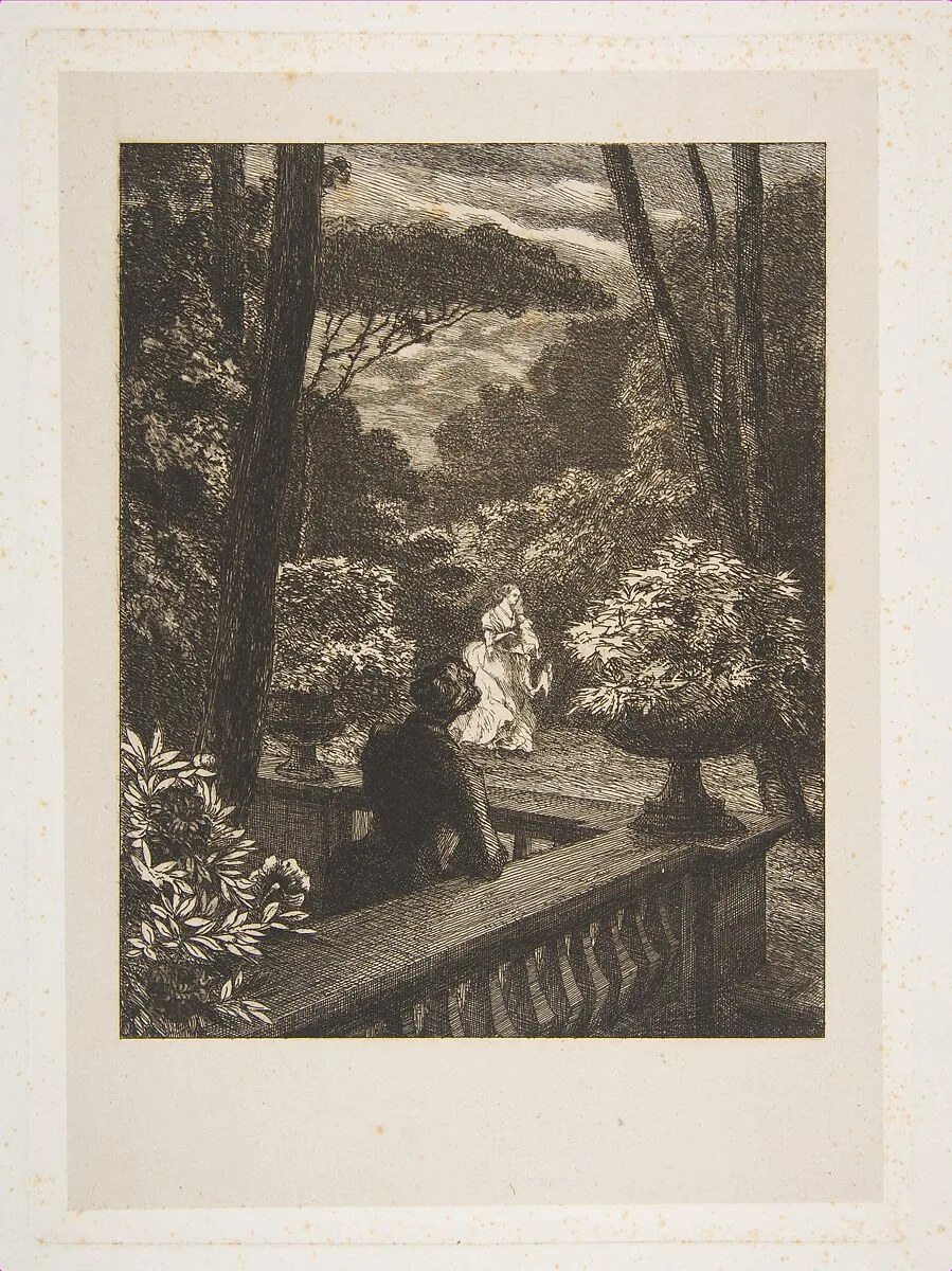 Scène dans un parc, le soir — Félix Bracquemond|Charles Desforges de Vassens