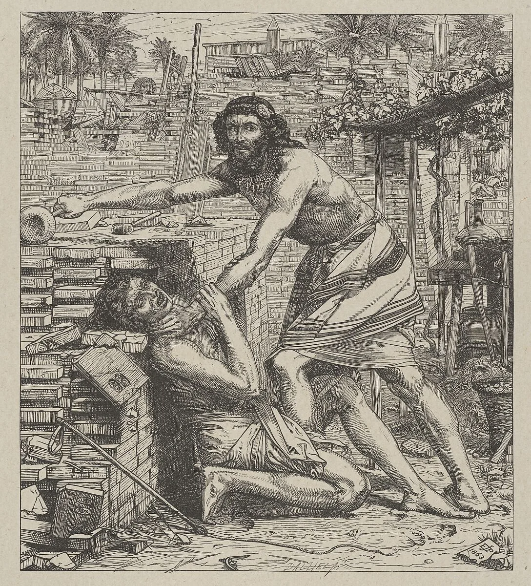 Moses Slaying the Egyptian, from "Dalziels' Bible Gallery" — Camden Press|Scribner and Welford|Dalziel Brothers|Sir Edward John Poynter