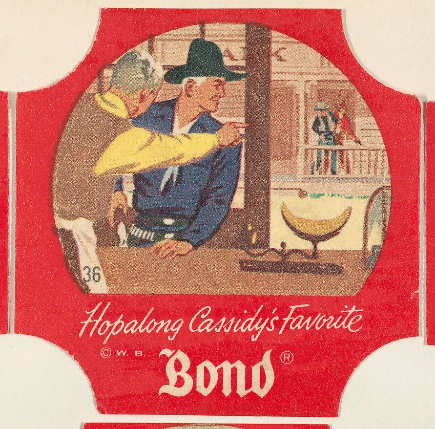 No. 36, from the Hopalong Cassidy bread labels series (D290-8) issued by Bond Bread — Warner Bros|Bond Bread