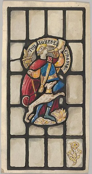 Hunter and Hound: Design for a Stained Glass Window (probably for the Belmont House, New York) — Helen Maitland Armstrong|Alva E. Belmont