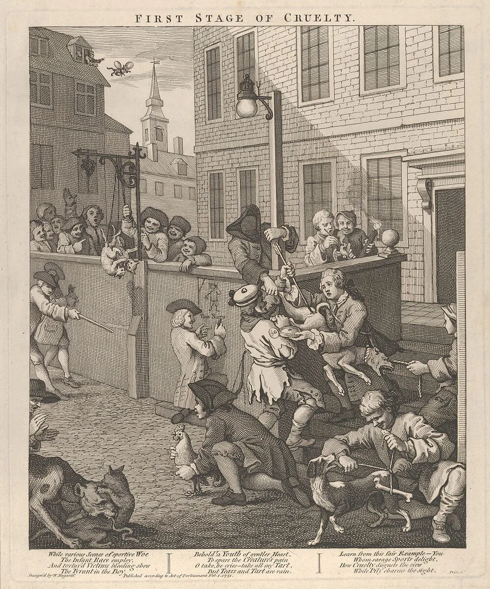 The First Stage of Cruelty (The Four Stages of Cruelty) — William Hogarth