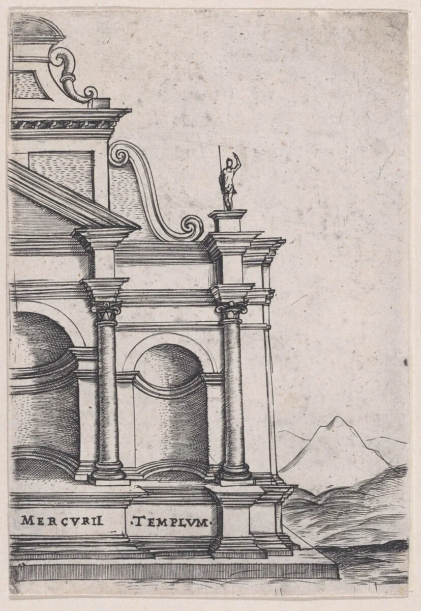 Mercurii Templum (Views of Ancient Roman Temples and Arches) — Anonymous, Italian, 16th century