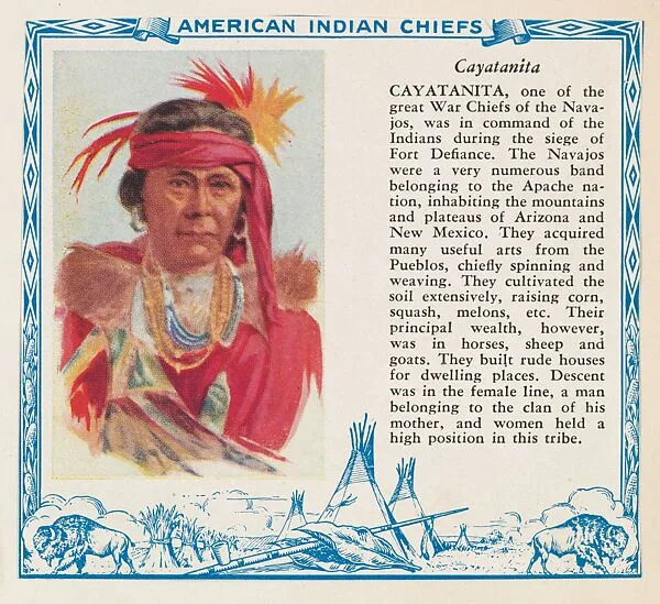 Cayatanita, collector card from the American Indian Series (D6), issued by the Kelley Baking Company to promote Kelley's Bread — Kelley Baking Company