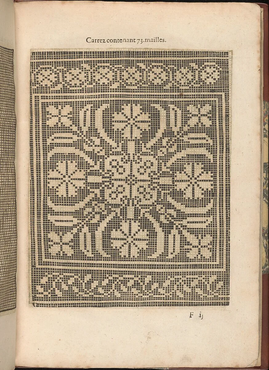 Les Secondes Oeuvres, et Subtiles Inventions De Lingerie du Seigneur Federic de Vinciolo Venitien, page 22 (recto) — Federico de Vinciolo|Jean Le Clerc|Catherine de Bourbon