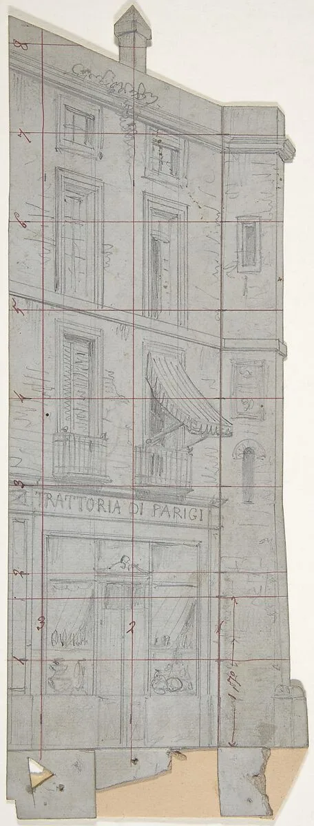 Design for a Stage Set at the Opéra, Paris: "Trattoria di Parigi" — Eugène Cicéri