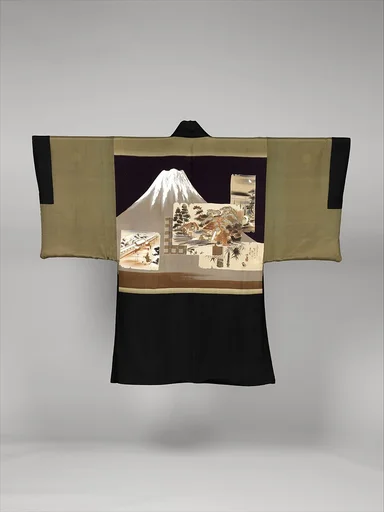 黒平絹地富士図羽織 男物|Man's Formal Jacket (Haori)