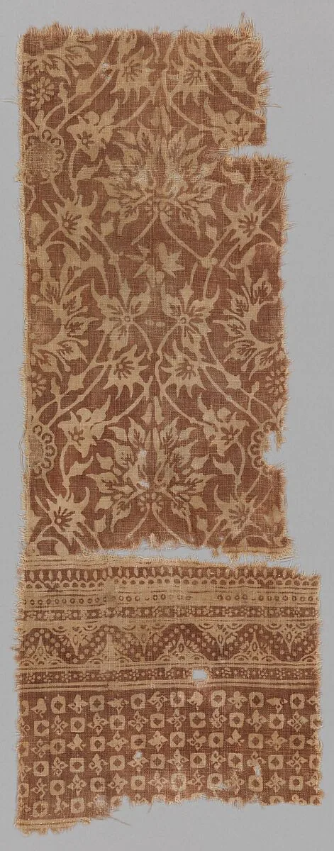 Textile with Lotus and Arabesque Design — Unknown