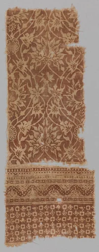Textile with Lotus and Arabesque Design