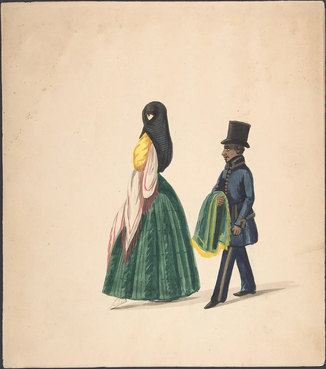 A Woman, Followed by Her Servant — Anonymous, Peruvian, 19th century