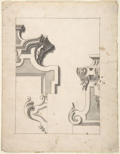 Designs for One Half of an Overdoor, and One Half of a Pedestal (?)
