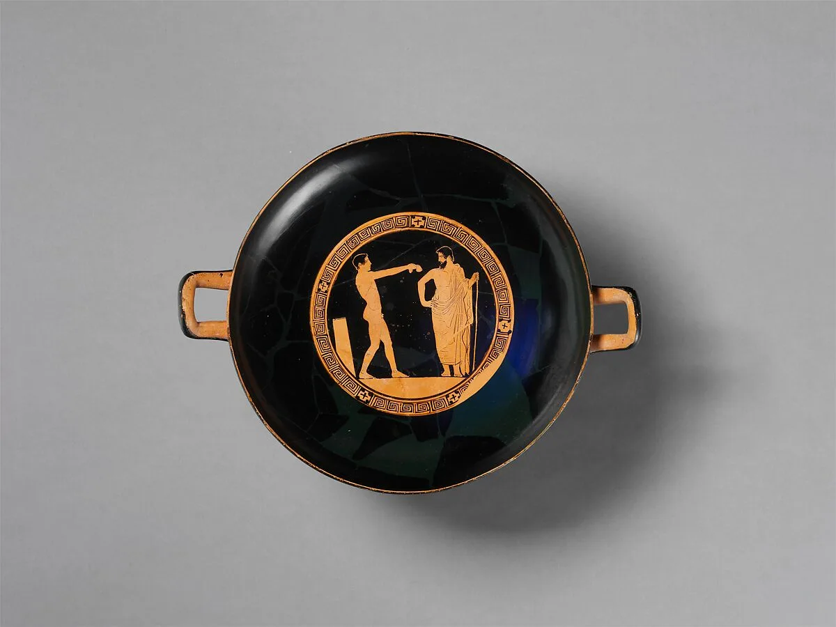 Terracotta kylix (drinking cup) — Euaion Painter