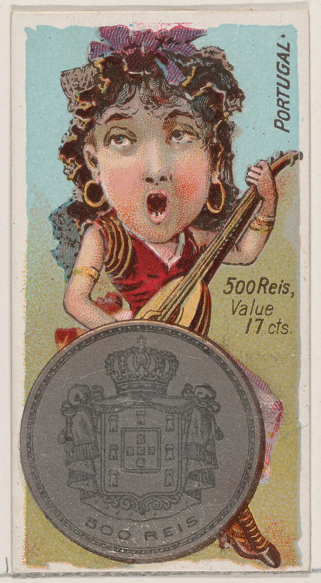 Portugal, 500 Reis, from the series Coins of All Nations (N72, variation 2) for Duke brand cigarettes — W. Duke, Sons & Co.