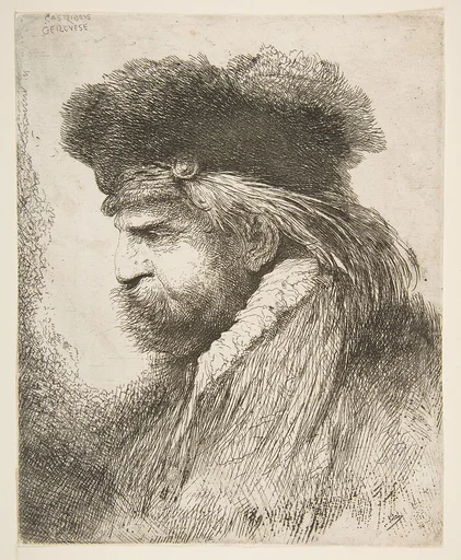 Head of an old man facing left, from "Large Oriental Heads"