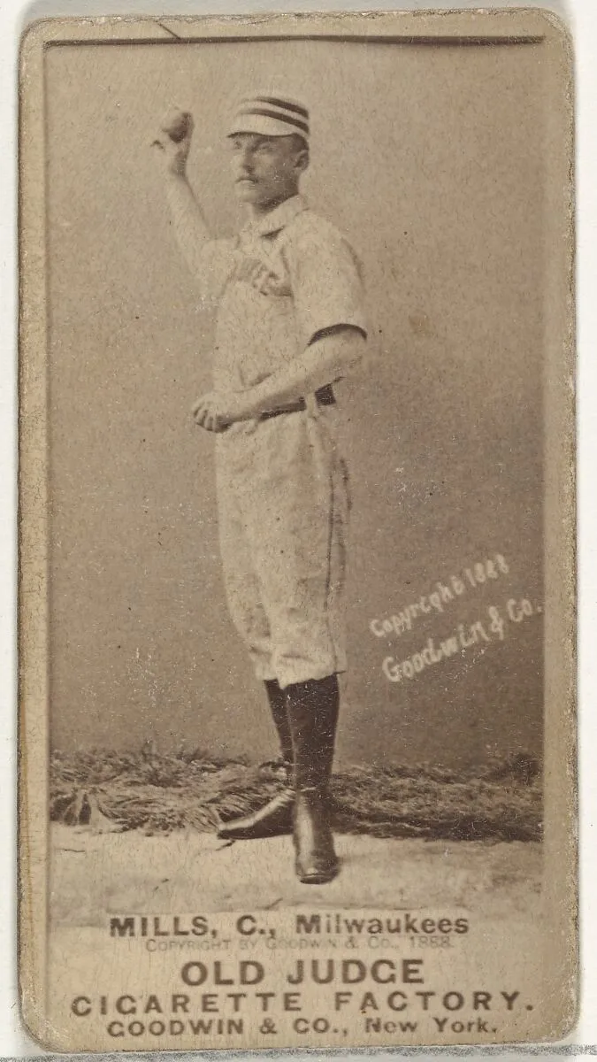 Lynn Mills, Catcher, Milwaukee, from the Old Judge series (N172) for Old Judge Cigarettes — Goodwin & Company