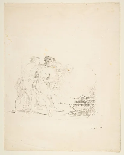 Men Spitting at a Fire
