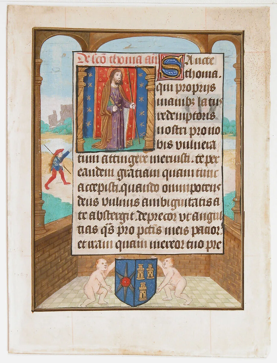 Manuscript Leaf with Saint Thomas, from a Book of Hours — Unknown