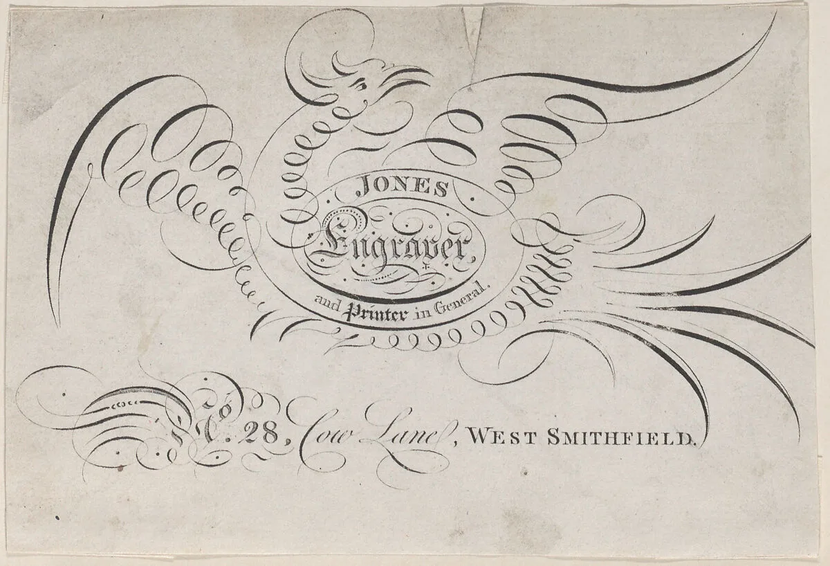 Trade Card for Jones, Engraver and Printer — Anonymous, British, 19th century