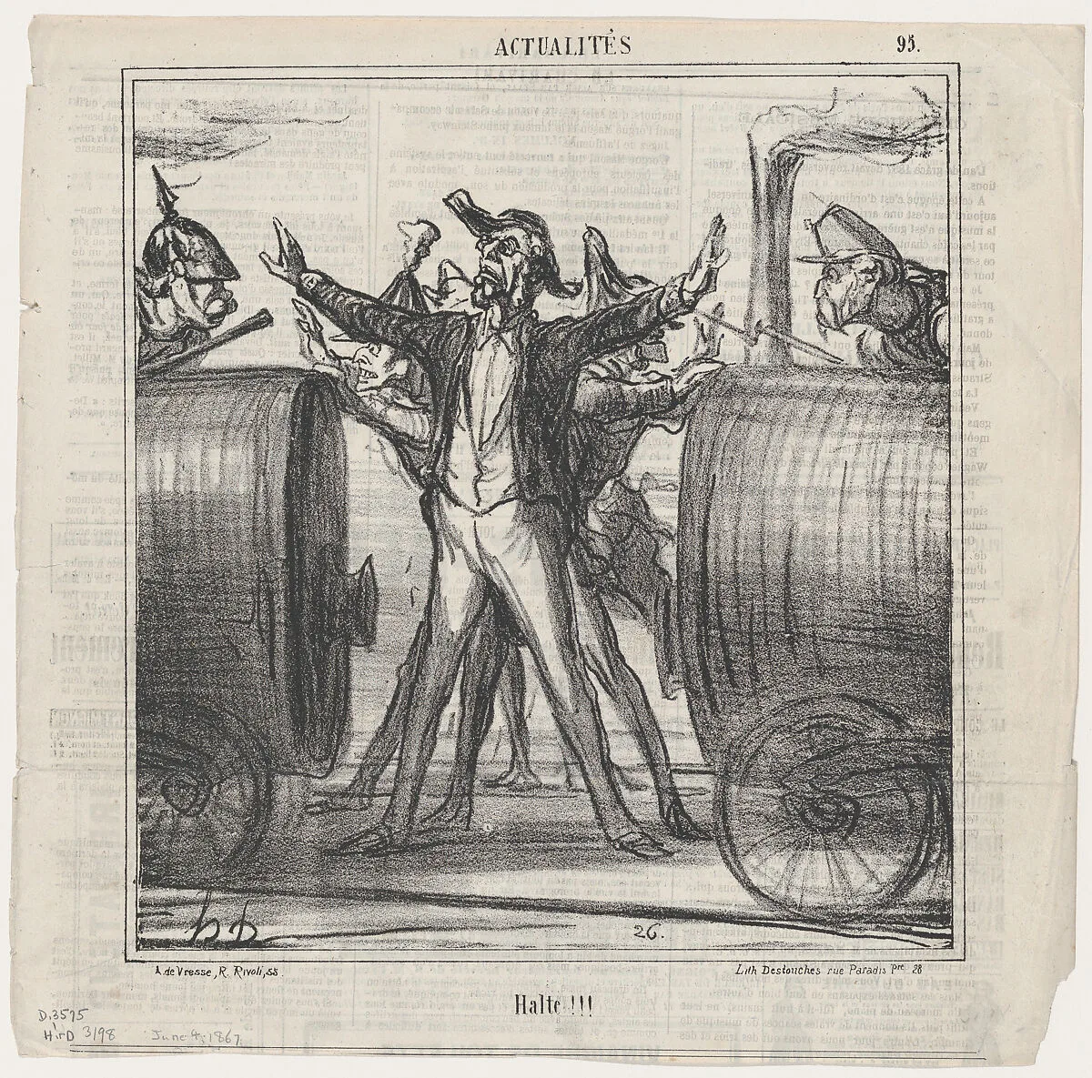 Stop!!!, from 'News of the day,' published in Le Charivari, June 4, 1867 — Aaron Martinet|Honoré Daumier|Destouches