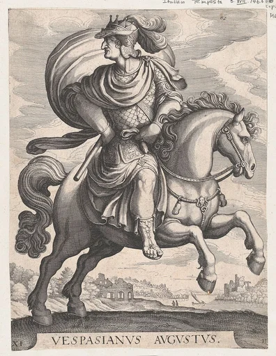 Emperor Vespasian on Horseback, from the series The First Twelve Roman Caesars, plate 11