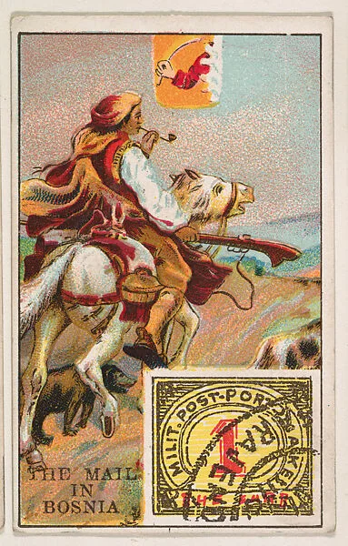 The Mail in Bosnia, bakery card from the Stamps and Mail Carriers of All Nations series (D73), issued by the Rochester Baking Company — Rochester Baking Company