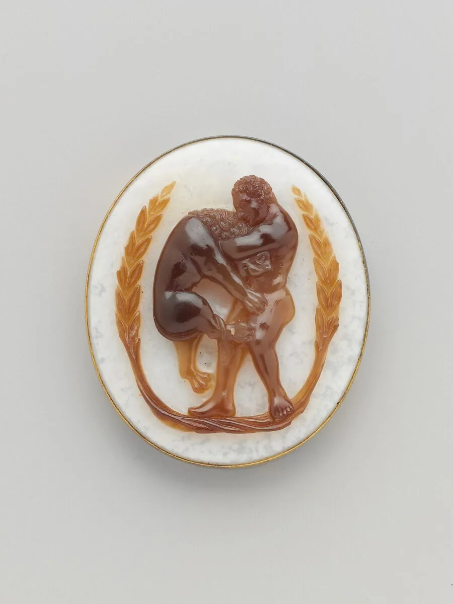 Cameo with Hercules and the Nemean Lion within a Garland — Unknown
